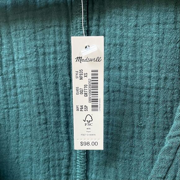 Madewell Lightspun Popover Tiered Mini Dress in Teal Gauzy Dress Women's XS $98 - Picture 7 of 9